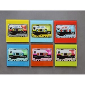 Faded Lines Retro Cassette Tape Coasters